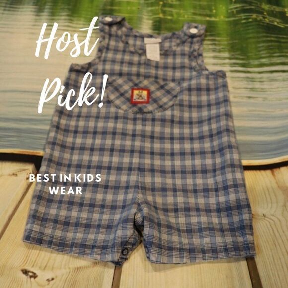 *HP!* CARTERS 2T Blue Plaid Shortalls Overalls - Picture 1 of 5